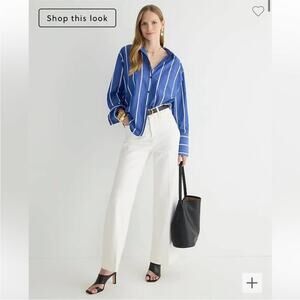 J. Crew Vintage Wide Leg Denim Trouser Jeans in White Size 25 Style BM338